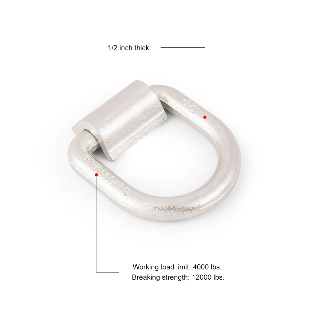 1/2" Heavy Duty Weld-On Forged Iron D Ring 12000 Lbs Forged Mounting Ring 1PCS For Flatbed Truck,Trailer,Dock,Warehouse,Pickup