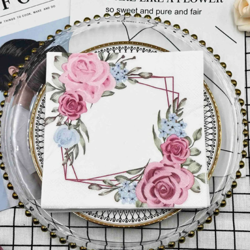 

10/20pcs/Pac 33*33cm 2-Ply DIY Printed Napkins Fresh Flower Model Wedding Flower Paper Hotel Party Folded Square Facial Tissue