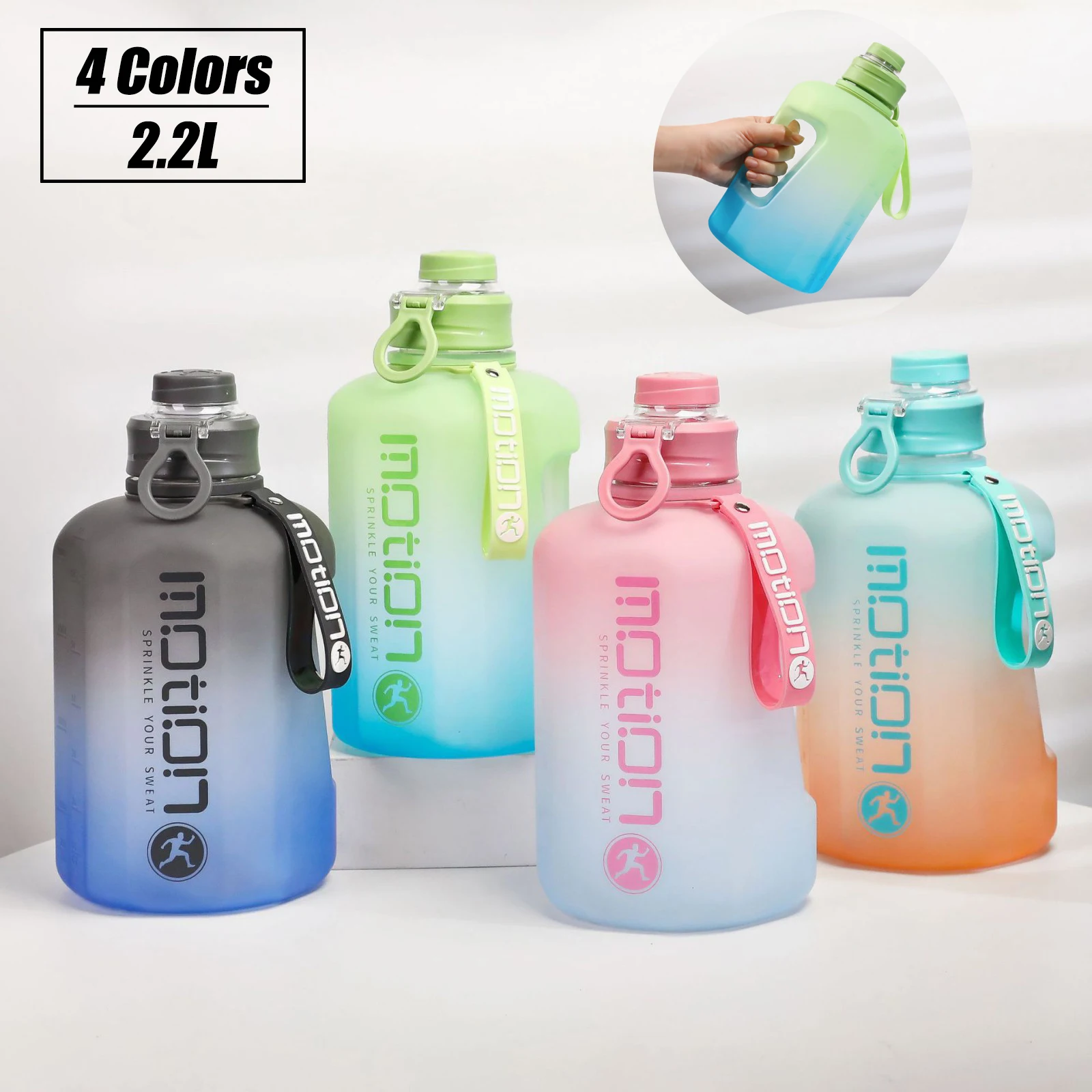 2 Liter Water Bottle Large Capacity Sports Square Sports Water Cup gourde  Portable Big Drinking Bottle Outdoor garrafas de agua