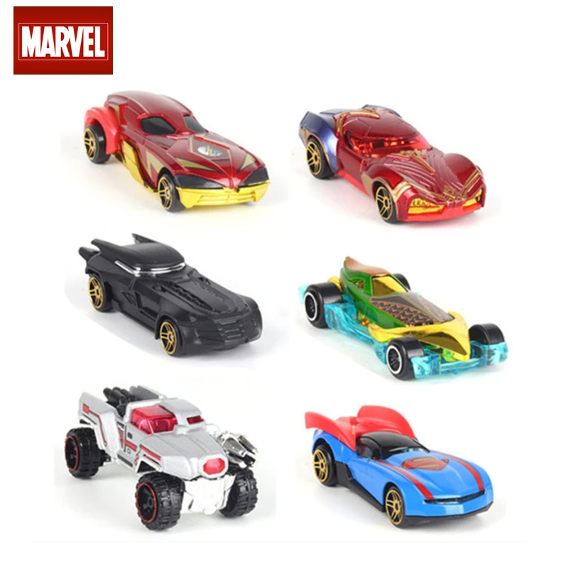 

6Pcs/Set Marvel Toy Car Alloy Spider Man Iron Man Captain America Figures Set 1:64 Racing Cars Model Children's Birthday Gif