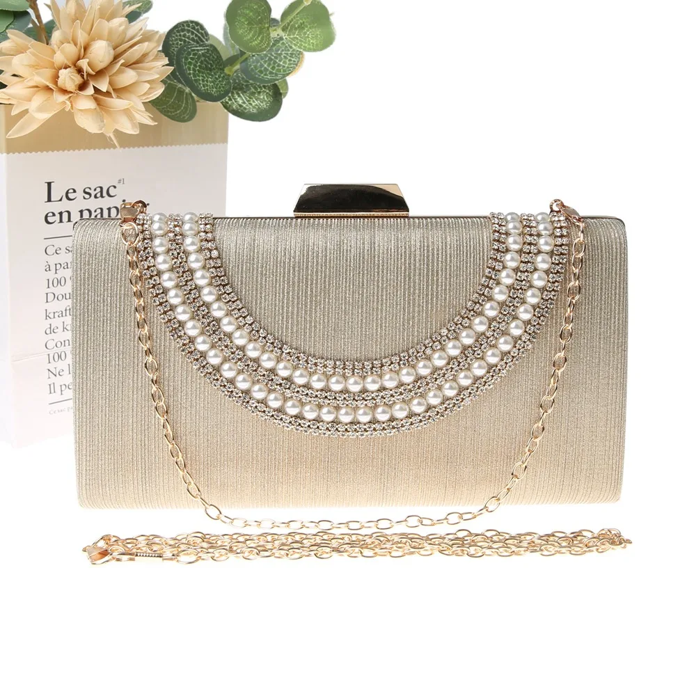 Luxury Vintage Women's Pearl Evening bag Handmade for Party Wedding Bags  Designer Handbag Womens Hand Bag Party Wallet Purse