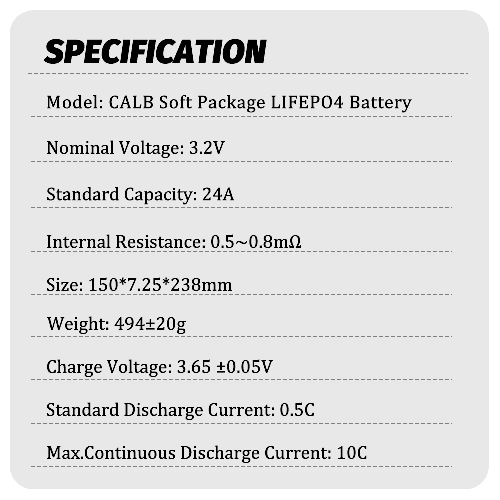 CALB 3.2V 24Ah Lifepo4 Batterie ricaricabili a sacchetto 1-16PCS Per il sistema solare fai da te 12V Car Audio Power Drone 10C Scarica - Image 4
