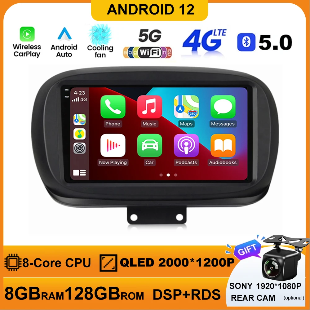 

Android13 Car Radio For Fiat 500X 2014-2020 Multimedia Video Player GPS Navigation Stereo Carplay Android Auto 360 camera WIFI
