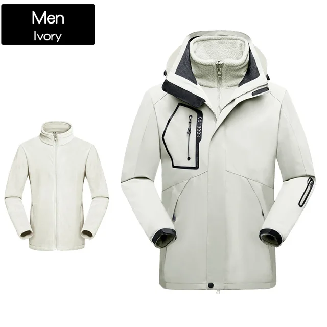 Skiing Jackets 3 In 1 Men Women Winter Warm Ski Hooded Jacket