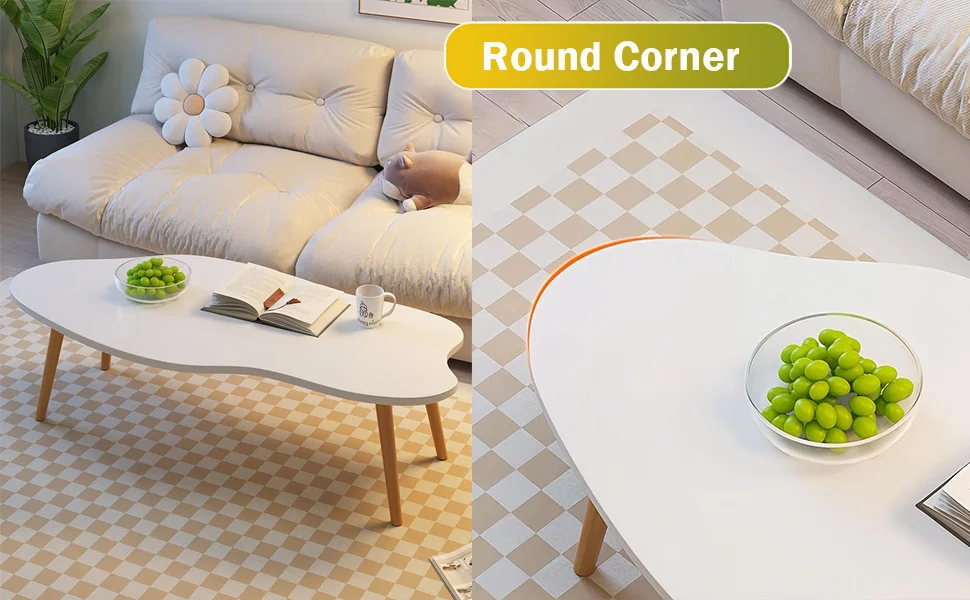 Creamy White Tea Table, Multifunctional Tea Table, Mid-Century Sofa Table