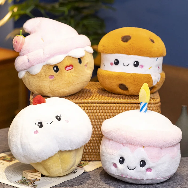 Cute Simulation Cake Plush Toy Kawaii Stuffed Food Strawberry Fruit Chocolate Cakes Doll Decor for Girls Children Birthday Gift