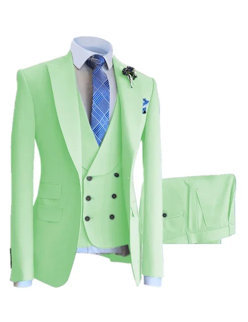 Mens Business Suits 3 piece Red Double Breasted Meeting Party Wedding Formal Occasions Customization Downsize