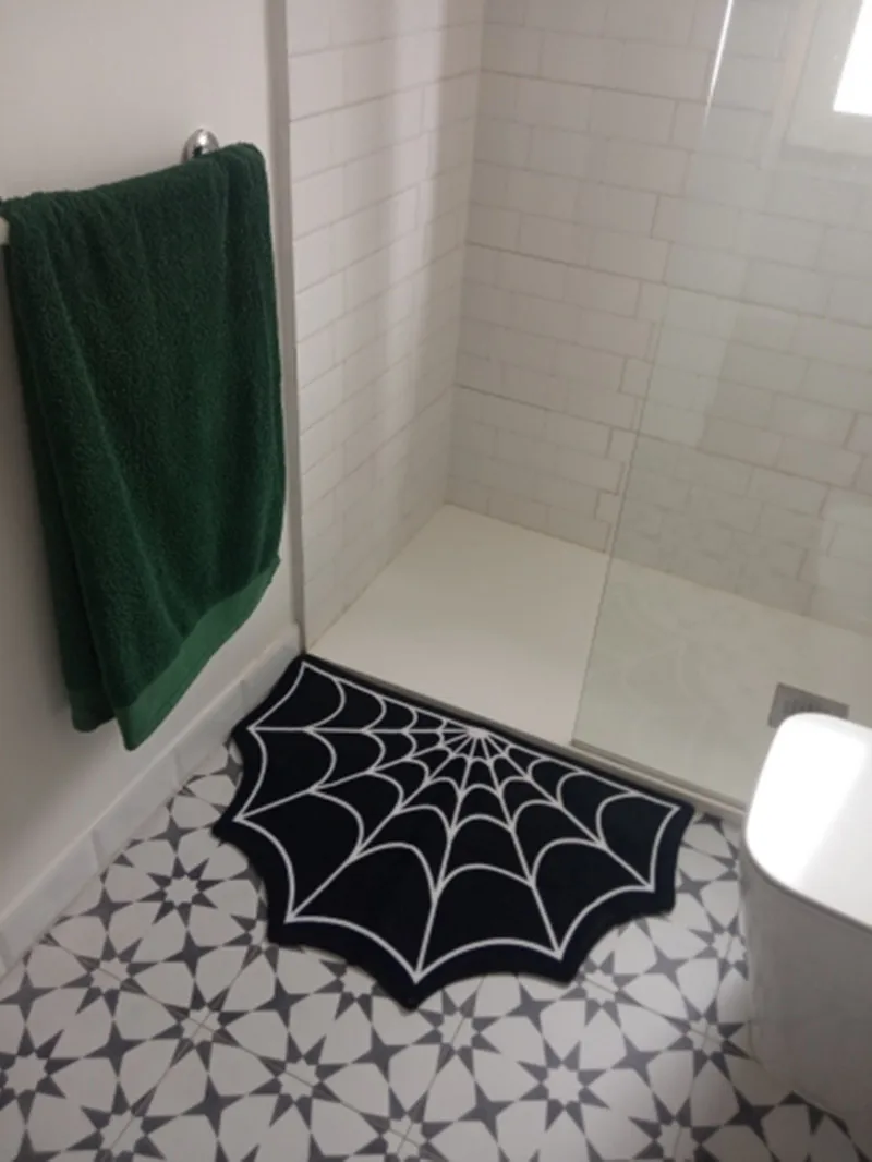 Floor Mat Gothic Black Cobwebs Coffin Cross Skull Non-slip Gift Anime