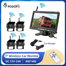 Podofo 차량용 무선 후진 카메라, HD TFT LCD 차량 백업 후방 카메라 모니터, 트럭 버스 RV 트레일러 굴삭기, 7 인치