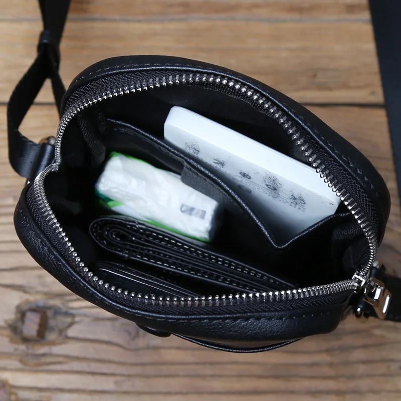 NZPJ Genuine Leather Men's Shoulder Bag, Top Layer Cowhide Crossbody Bag, Fashionable Men's bag, Vertical Mobile Phone Bag