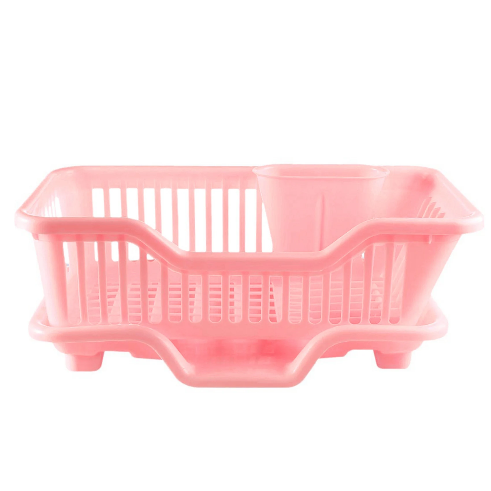 

Environmental Plastic Kitchen Sink Dish Drainer Set Rack Washing Holder Basket Organizer Tray Approx 17.5 x 9.5 x 7INCH (Pink)