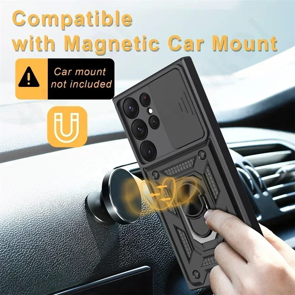 All-in-One Camera Lens Protector Phone Case with Rotating Ring Stand and Armor Cover