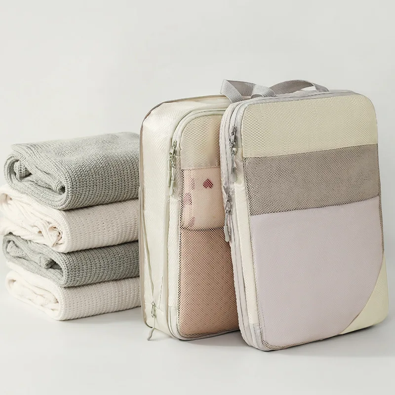 5PCS Compressed Packing Cubes Travel Storage Organizer Set Mesh Visual Luggage Portable Lightweight Suitcase Bag
