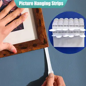 24pk Poster Hanging Strips, No Nails Picture Hanging Strips, Photo Frame  Stickers for Walls, Picture Strips, Wall Hanging Strips