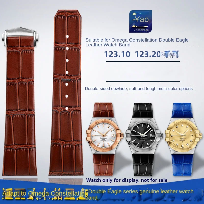 

Suitable for Omega Constellation Double Eagle Series 123.20 Concave Steel Head Grain Leather Watch with Accessories for Men