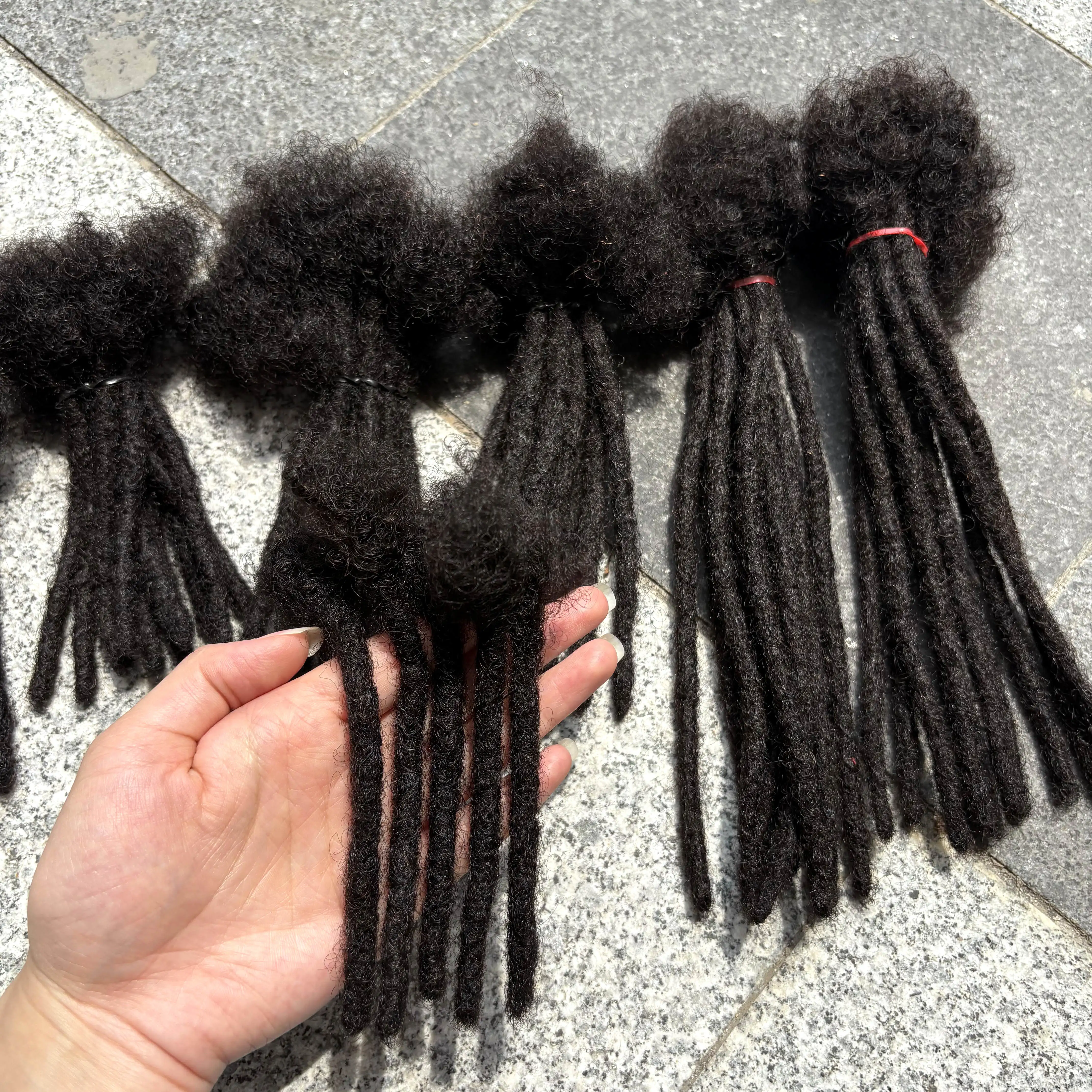 Natural Inter Loc Extensions Human Hair 0.6cm 4-8 Inch Width Full Handmade Dreadlock Extensions for Men Women Kids Can Be Dyed 5