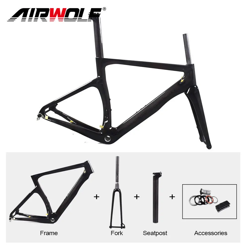 Airwolf 700 * 25C Telaio Per Bicicletta Da Strada In Fibra Di Carbonio Pieno Freni A Disco Bsa Telaio Per Bici Da Strada In Carbonio Full Size Telaio 