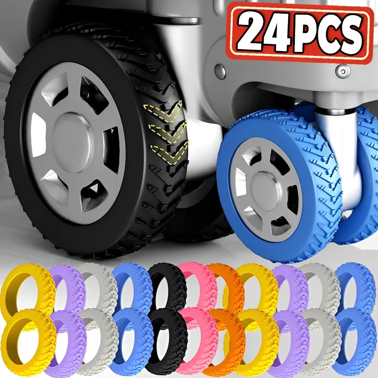 Silicone Wheels Protector 1/24Pcs Thicken Texture for Luggage Reduce Noise Wheels Cover Accessories