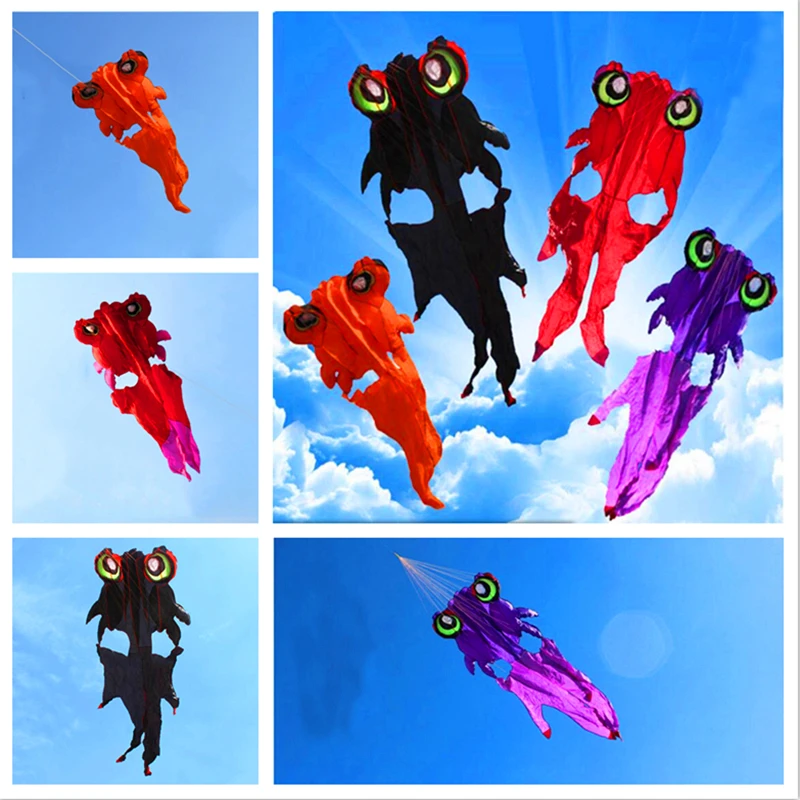 

free shipping large soft kite 4.2m Red butterfly tail golden fish kite with cointrol bar line wei kite