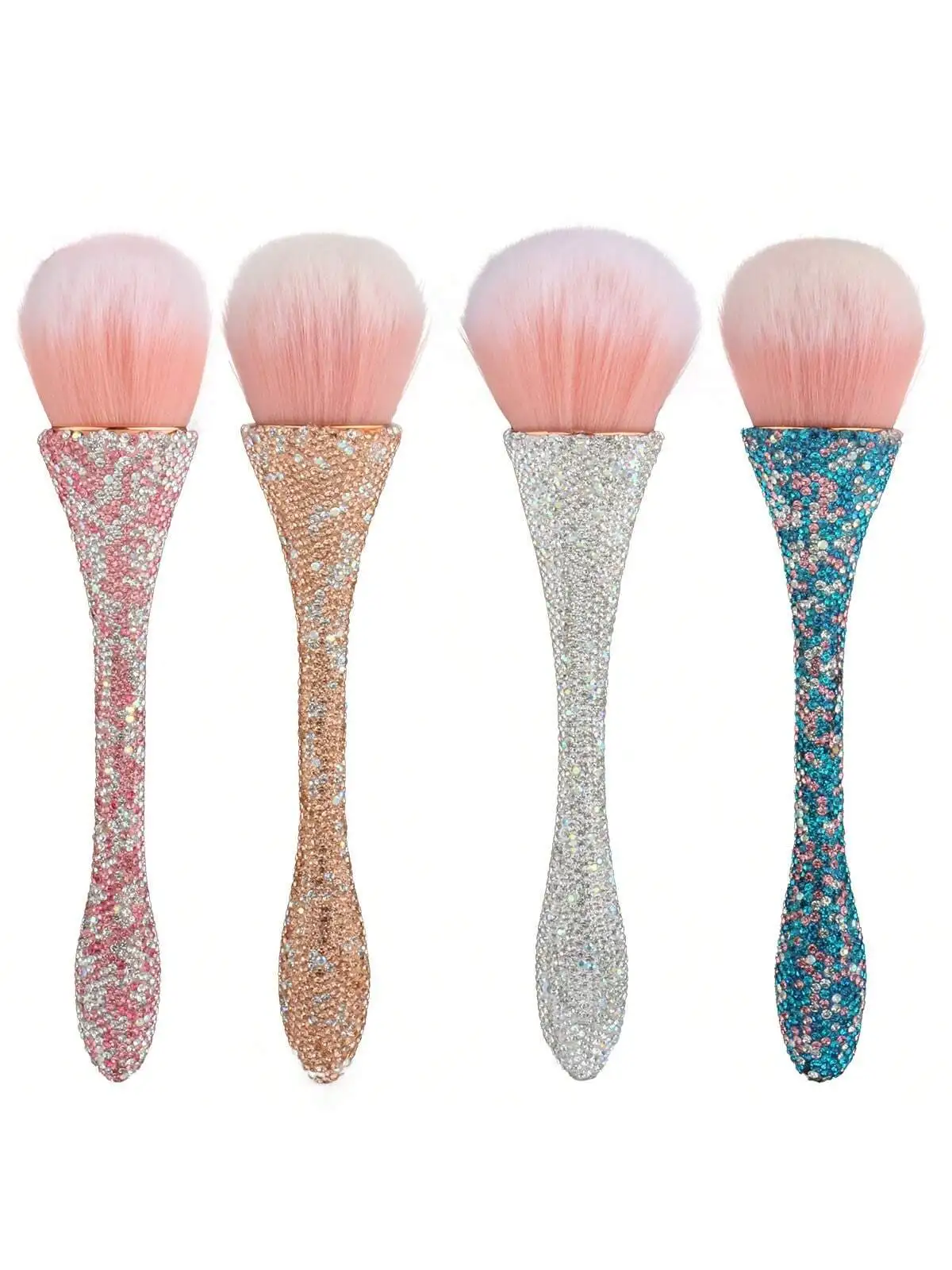 1pc Nail Dust Brush Rhinestone Bling Handle White For Acrylic Nail Art Cleaning Brush Manicure Tool 3