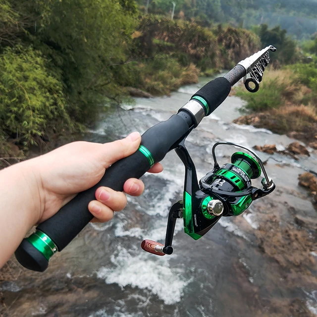 Fishing Tackle Set with 2.1m Telescopic Fiberglass Fishing Sea Rod Spinning  Fishing Reel Fishing Baits Hook Fishing Pole Rod Kit - AliExpress