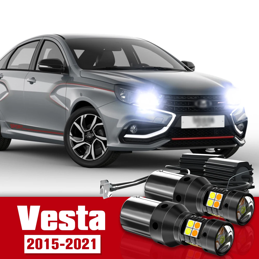 

2pcs Dual Mode Turn Signal+Daytime Running Light Accessories LED DRL For Lada Vesta 2015-2021 2016 2017 2018 2019 2020