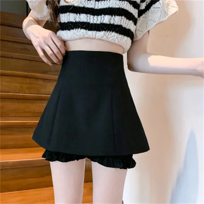 Women Clothing 2024 New Summer Korean Fashion Elegant A Line Shorts Skirts Female Black High Waist Short Pants Pantalones Cortos