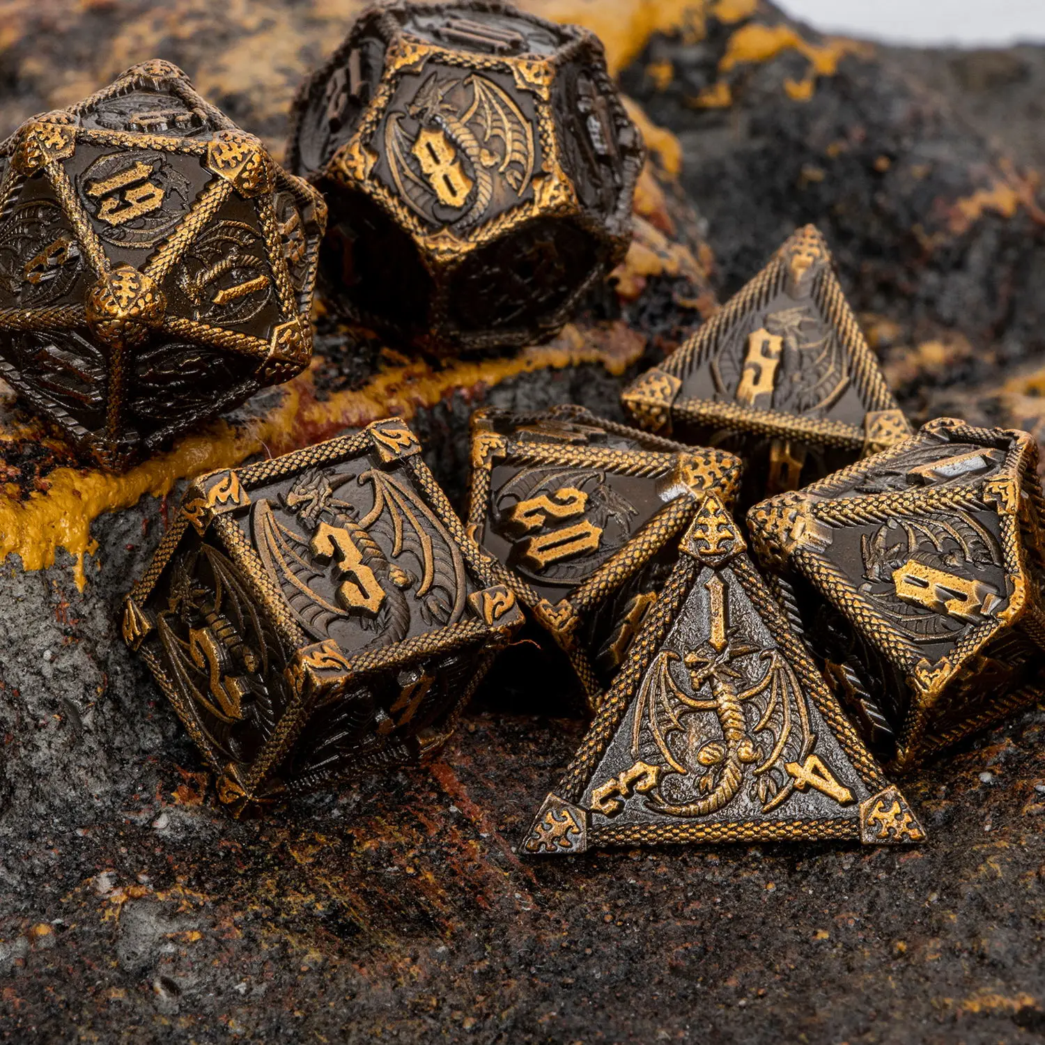 ARUOHHA Hollow Dragon Metal Dice Set - Blue, 7-Piece DND RPG Polyhedral Dice With Gift Box - View #7