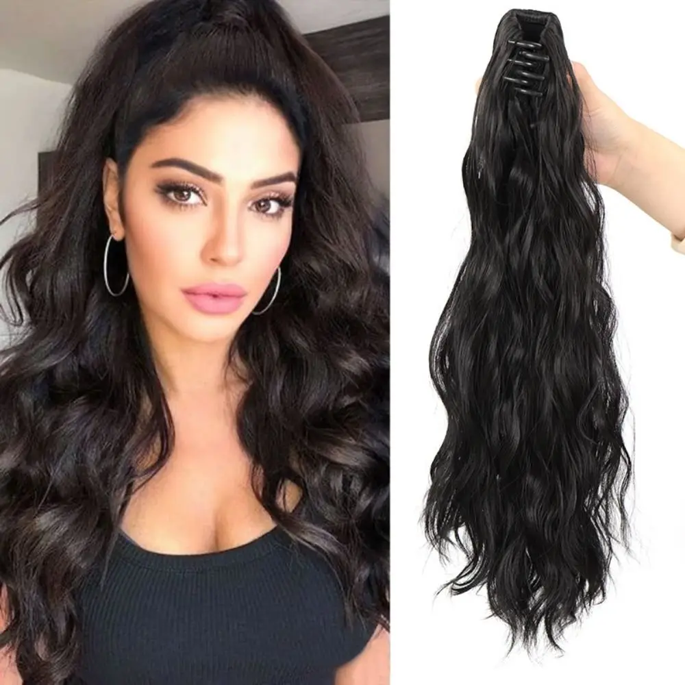 Heat Resistant Fiber Ponytail Hair Extensions Brown Fake Hair Long Wavy Ponytail Blonde Hair Accessories Claw Clip Ponytail
