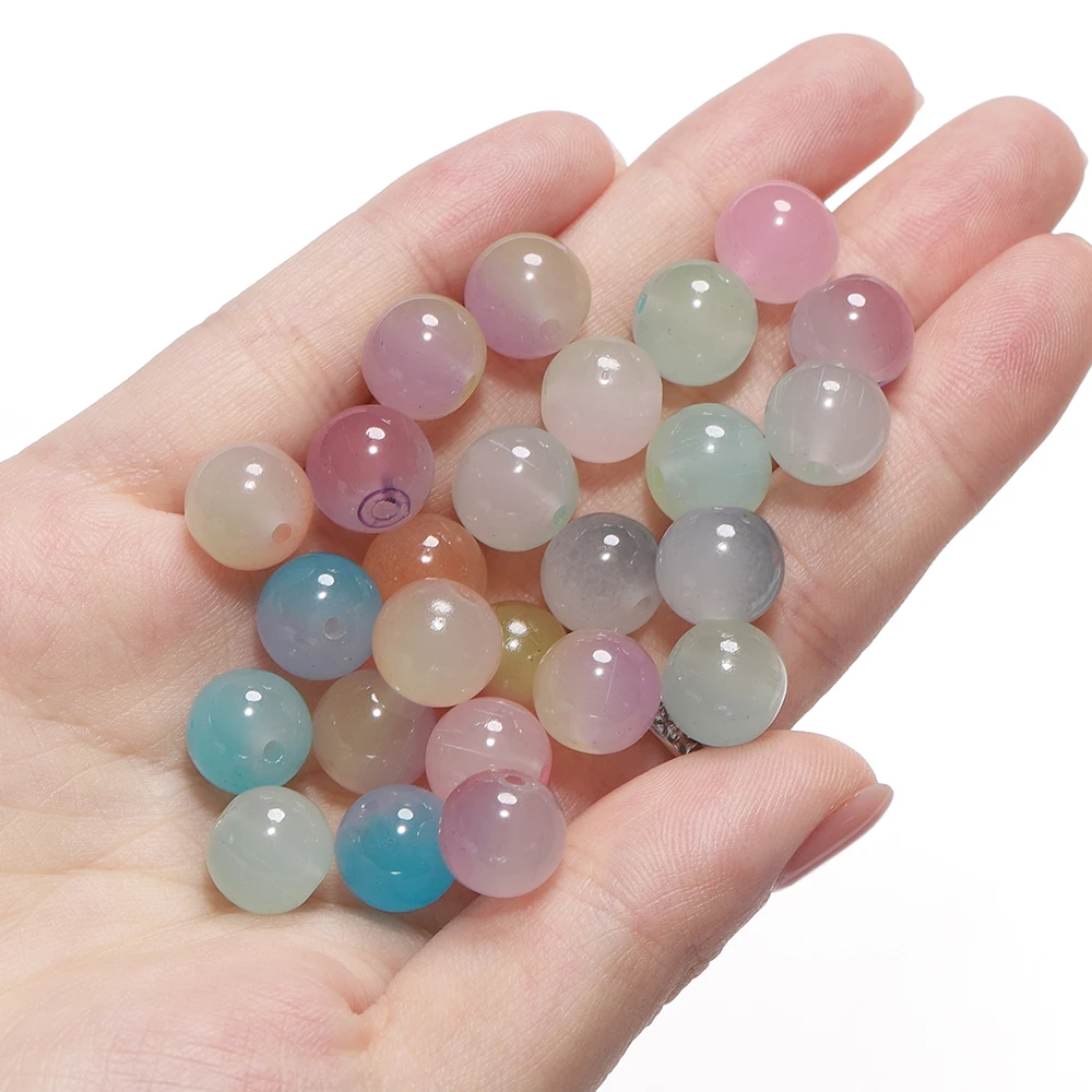 Colorful Round Glass Beads for DIY Jewelry Crafting - 50 Pieces