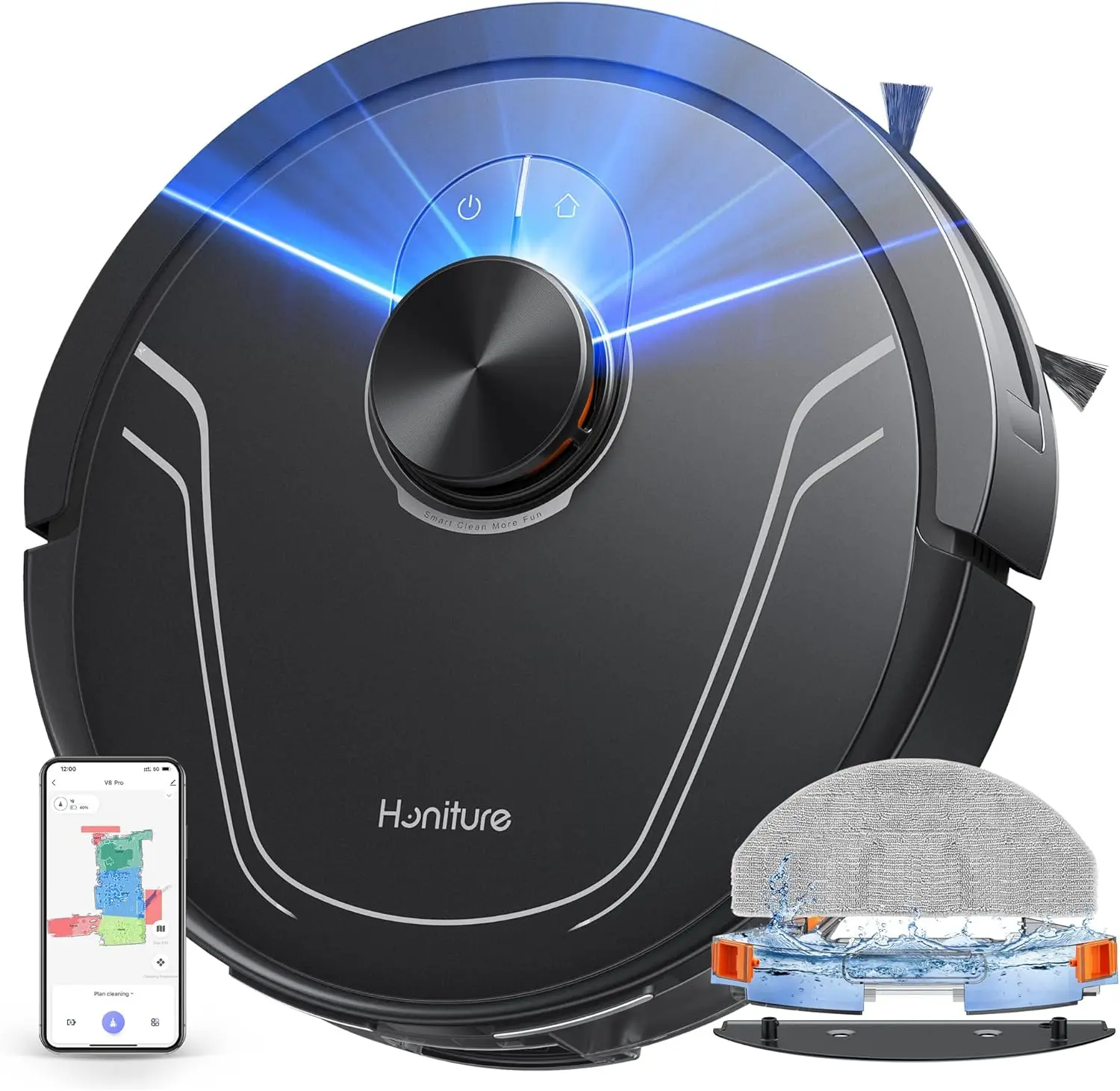 Robot Vacuum and Mop Combo,V8 Pro Robot Vacuum Cleaner with 5000Pa Max Suction,Laser Navigator Robotic Vacuums with 180
