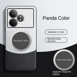 Luxury PU Leather Magnetic Protective Back Cover Case for Realme GT Neo 6 (Black white)