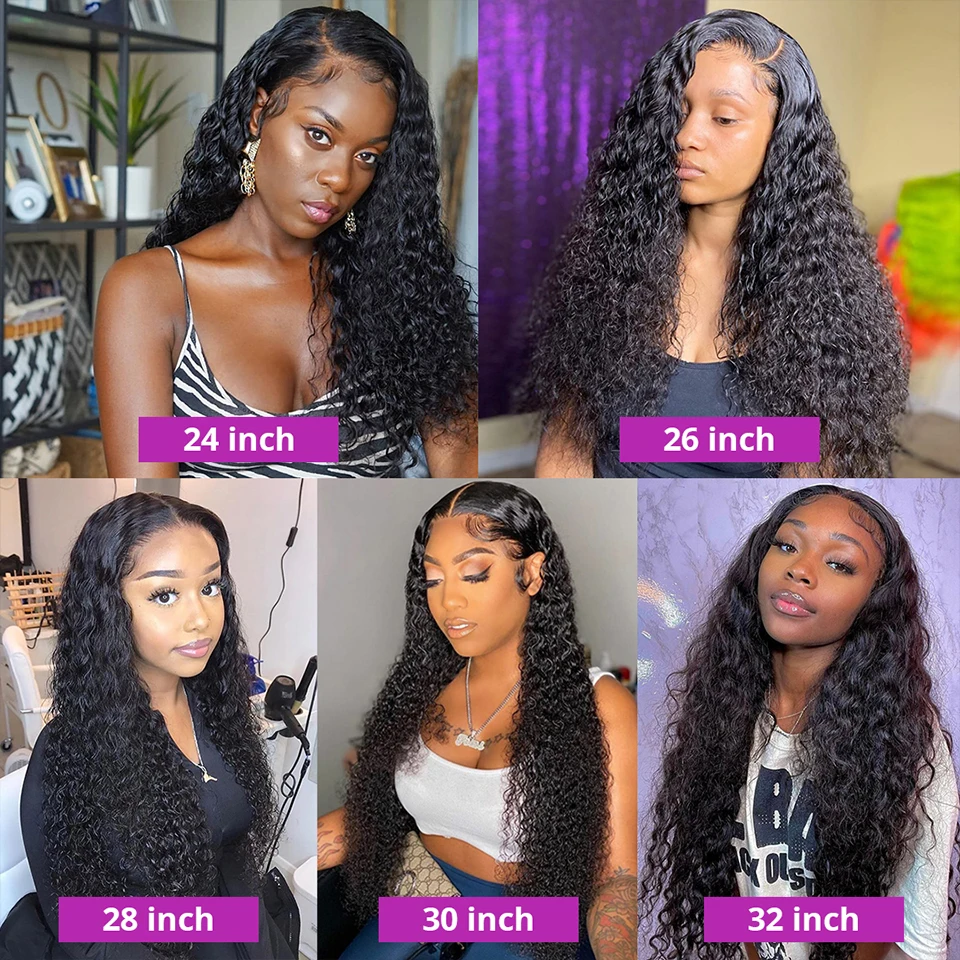 Deep Wave Frontal Wig Human Hair 13x4 Curly Human Hair Wig Transparent HD Lace Wig 13x6x1 T Part Water Wave Wigs 250 Density