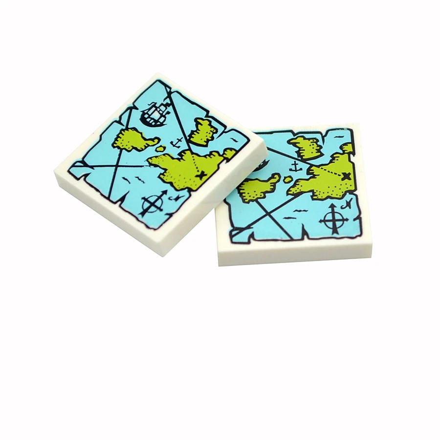 5 스타일 3068 2x2 벽돌 MOC 보물지도 액세서리 10pcs 인쇄 탐색지도 해상지도지도 빌딩 블록 완구