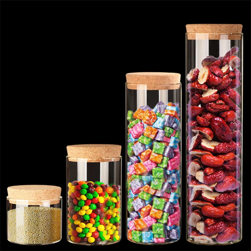 10pcs Dia 47mm 60ml/120ml/230ml/250ml Large High Borosilicate Glass Straight Bottles Cork Test Tubes Wedding Favours