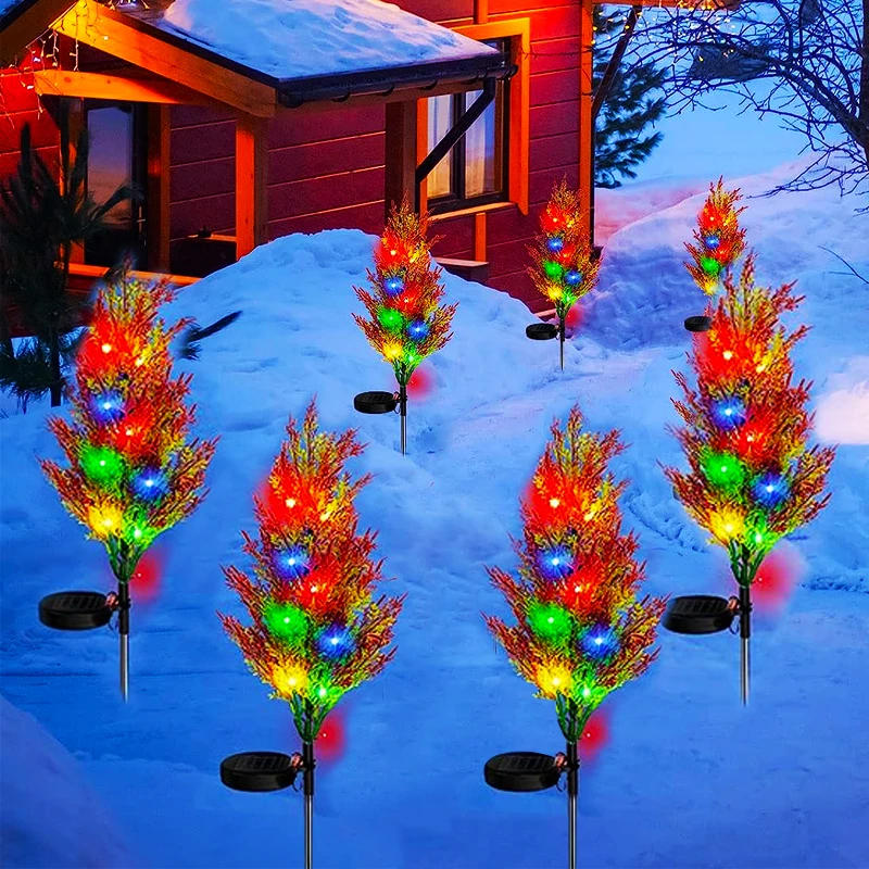 Solar Garden Lights Christmas Tree Outdoor Waterproof Decorations LED Solar Pathway Lights Yard Patio Lawn Xmas Solar Lamp