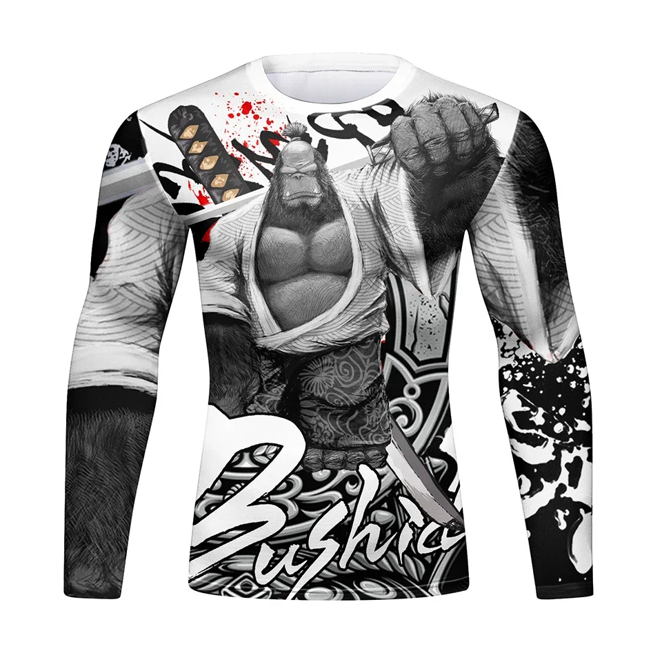 Men Rashguard Jiu Jitsu MMA T-shirt Pant 4/Pcs Sets Sport MMA Shorts Compression Boxing Jerseys Bjj Rash Guard Clothing Suits sports apparel