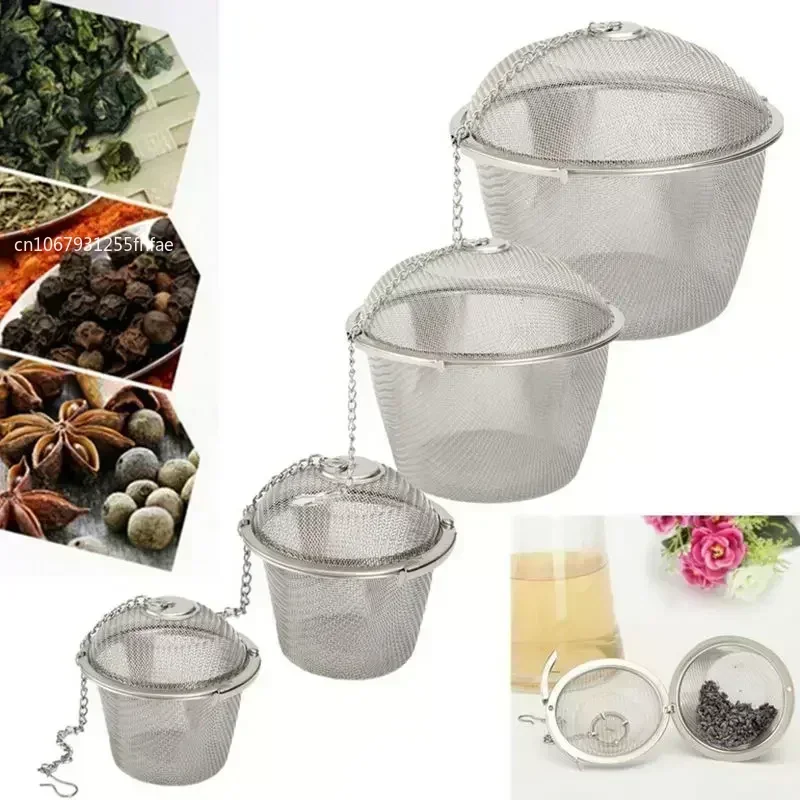Stainless Steel Mesh Herbal Ball Reusable Tea Spice Strainer Teakettle Locking Tea Filter Seasoning Ball tea infuser tea strainer tea filter