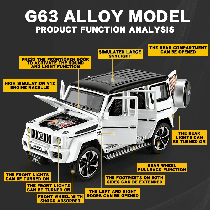 Modellino auto scala 1:32 MERCEDES AMG G63 WITH SOUND modellismo statico - Arcadia Modellismo