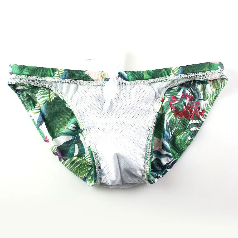 Men's Underwear Sexy Bikini Narrow Waist Convex Pouch Panties Printed Soft Underwear Low Rise Briefs Erotic Lingerie