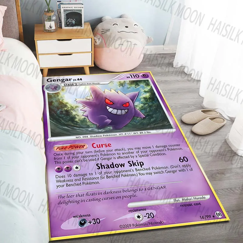 15 Sizes Gengar Pok&eacute;mon Cards Pattern Carpets for Living Room Bedroom Sofa Floor Mat Anti-slip Rugs Kid's Room Play Mat Gifts