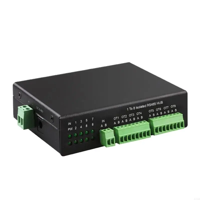 LX0B RS485 Hub 8-Channel RS485 Splitter 8-Port 485 Sharer Splitter 1 In 8 Out Industrial-Grade Isolated Support 152.2Kbps