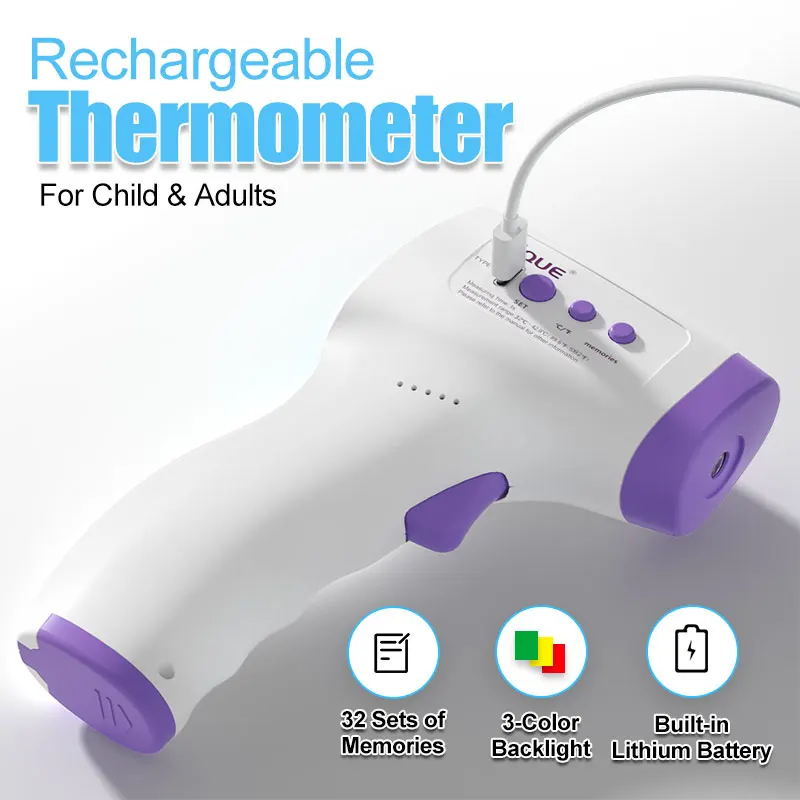 Digital Thermometer Rechargeable Forehead Non Contact Infrared Medical ℃/℉ 1S Body Temperature Measure for Baby Adult digital thermometer