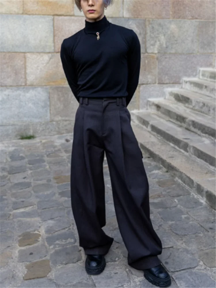 2023 Spring and autumn new loose pants male design sense of sag loose wide leg trousers casual straight leg trousers