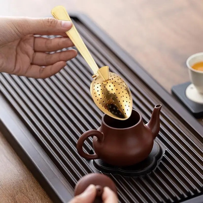 Stainless Steel Tea Infuser Snap Ball Tea Strainer With Long Handle Fine Holes Interval Diffuser Steeper For Coffee