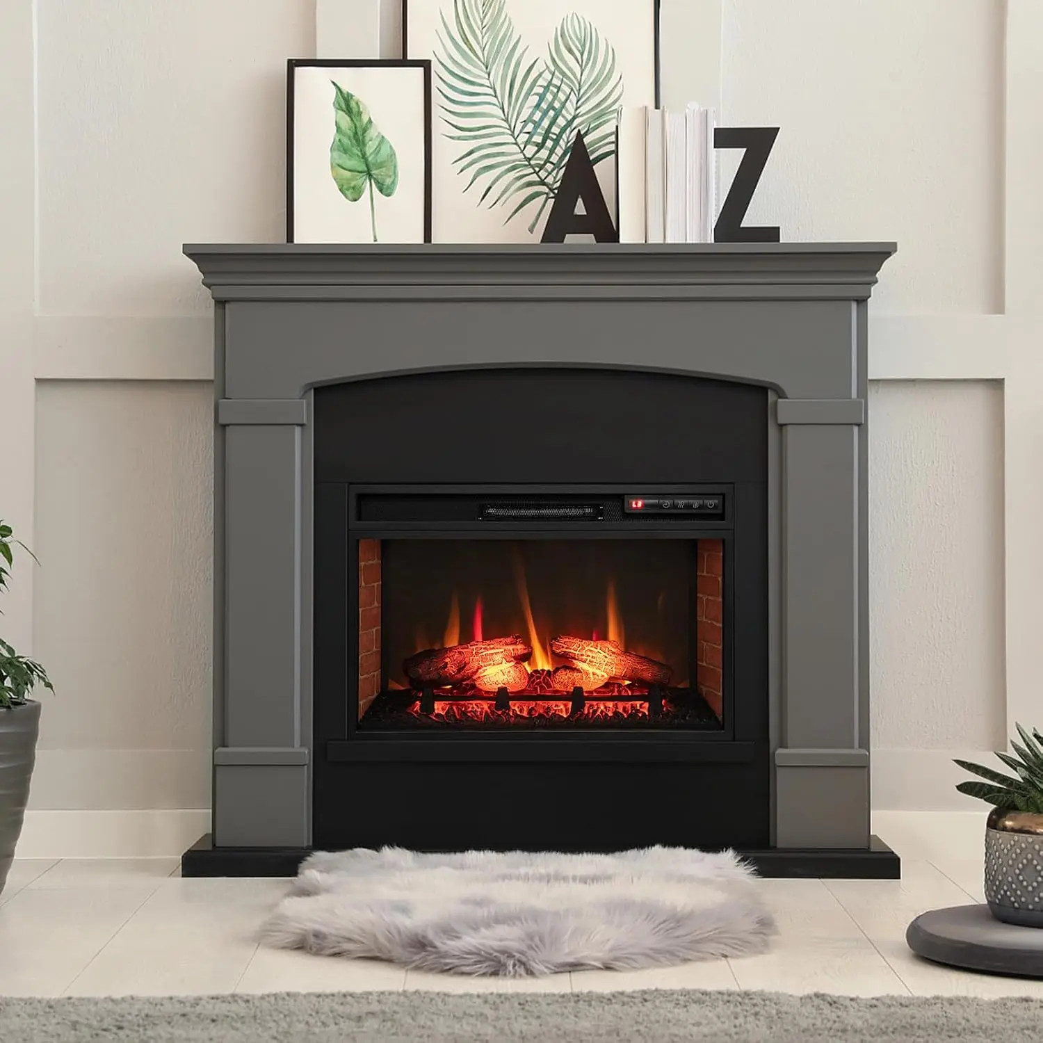 Electric Fireplace Insert 26-inch Wide 1400W Recessed and Freestanding Fireplace Heater with Remote Control 3-Level Flame 3