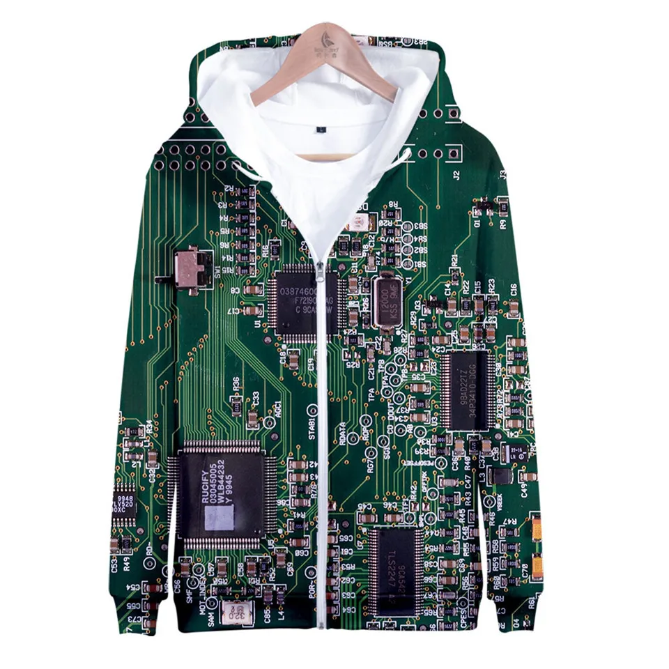 Electronic Chip 3D Printed Funny Hoodies Men Women Fashion Harajuku Sweatshirts Men/Women Hip Hop Oversized Hoodie Coat