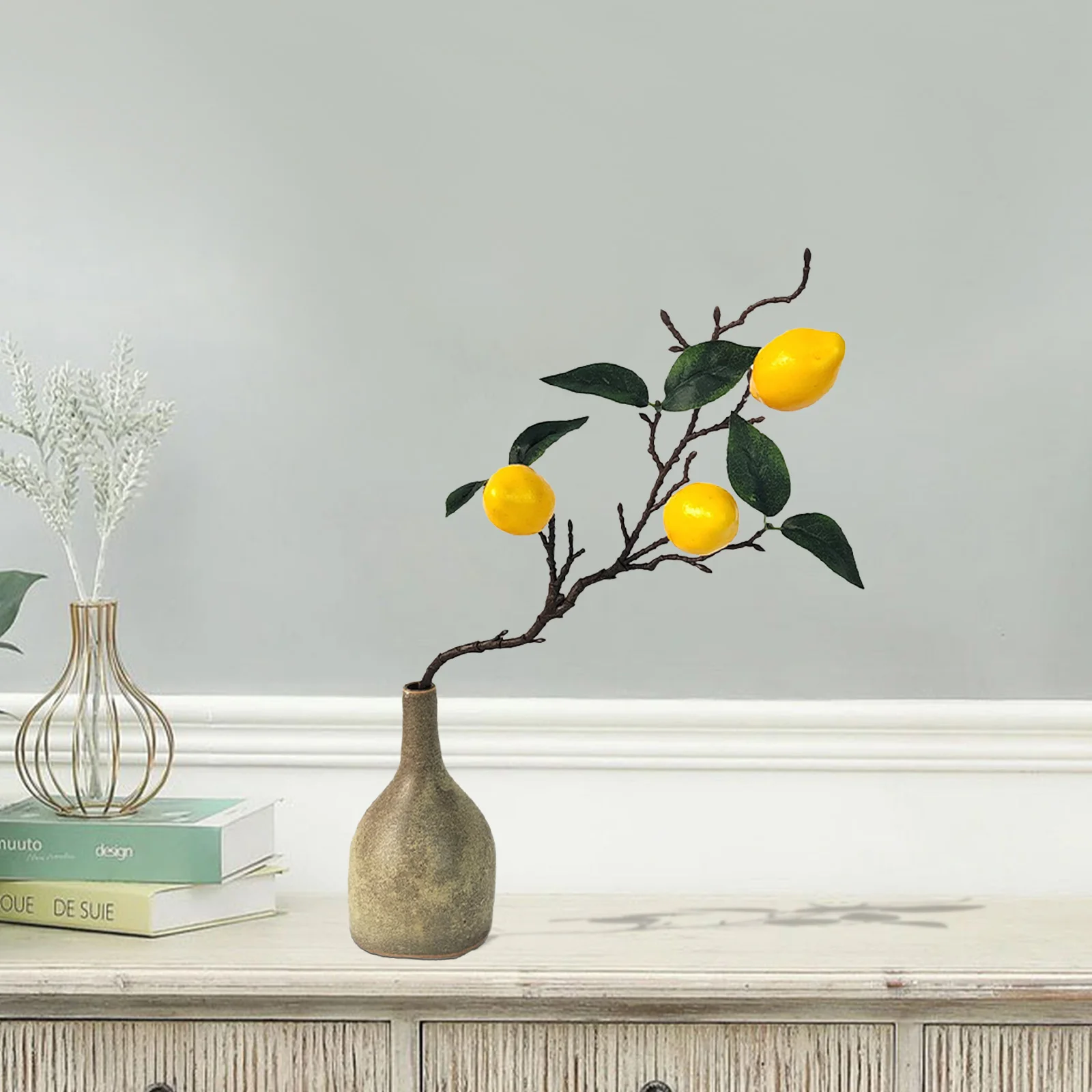 Simulated Lemon Oranges Fruit Branches Kitchen Party Decoration Home Table Centerpiece Fake Faux Lemon Stems Artificial Plant