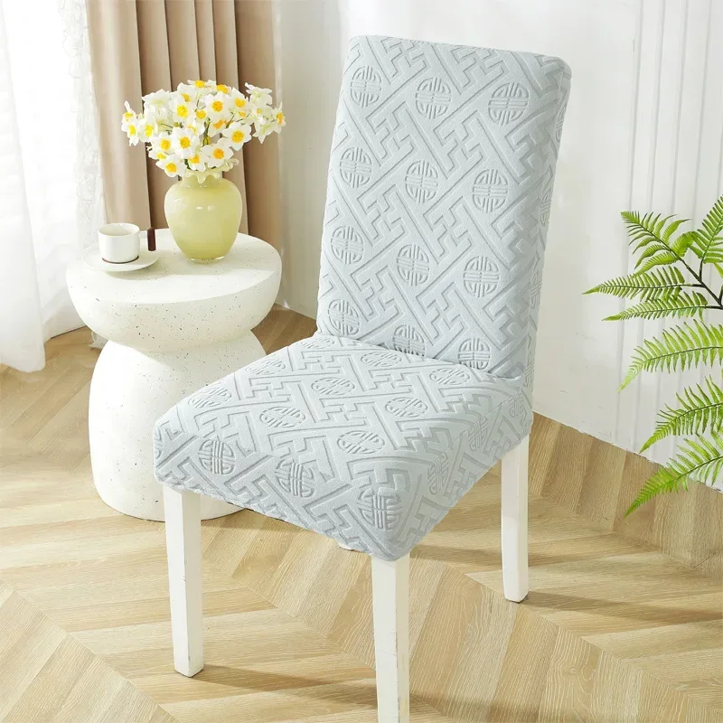 Jacquard Chair Cover for Dining Room Stretch Jacquard Dining Chair Cover Slipcover Elastic Spandex Kitchen Chair Cover 4