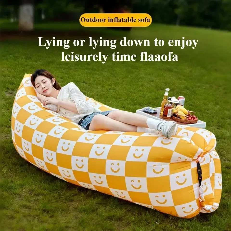 Inflatable Sofa with Pillow Portable Outdoor Picnic Outing Lazy People Inflatable Sofas High Load-bearing Sofa Inchable Camping